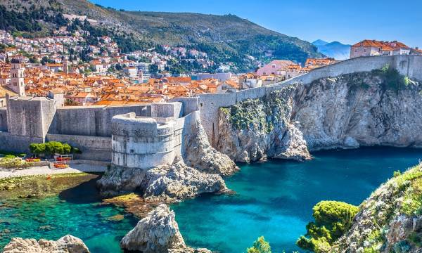 Aerial view at famous european travel destination in Croatia, Dubrovnik old town