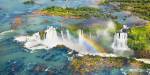 Beautiful aerial view of Iguazu Falls - One of the Seven Natural Wonders of the World - Foz do Iguaçu, Brazil