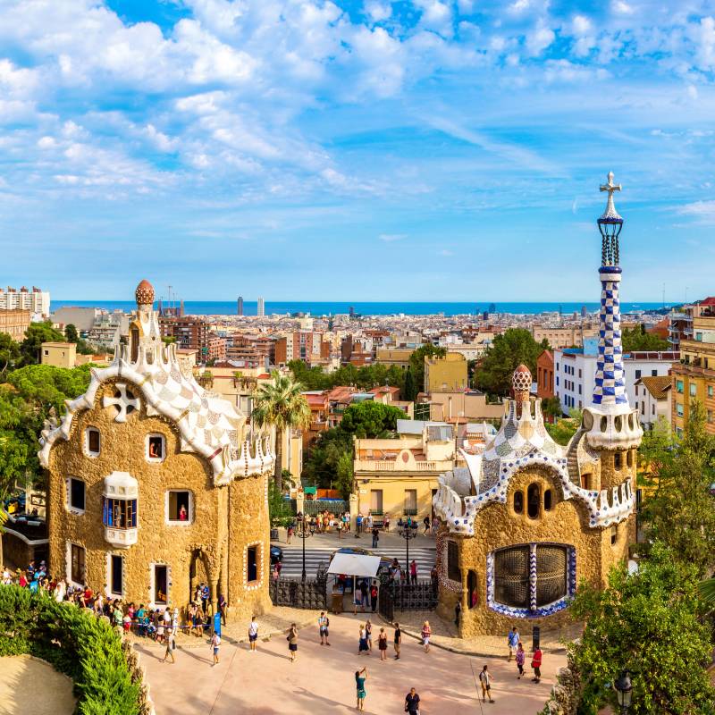 Park,Guell,By,Architect,Gaudi,In,A,Summer,Day,In
