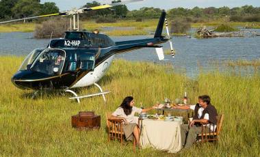 Helicopter ride on your luxury African safari.