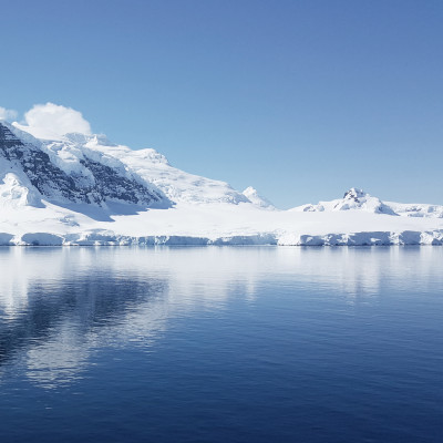 Antarctica glacier on a bright sunny day