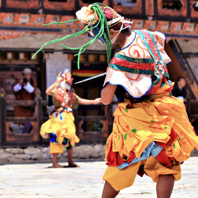 Traditional dance and colors in Mongar, Bhutan ,masked dancers at a Buddhist religious ceremony,bhutan festival,tibet dance