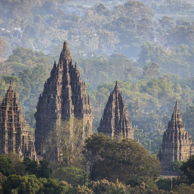 Mystical Prambanan Temple in the Morning, Indonesia, Asia