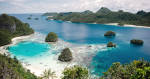 Viewpoint of the clear waters of Wayag Island, Raja Ampat district, West Papua, Indonesia, Asia