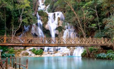 The Kuang Si waterwall in Laos, Asia