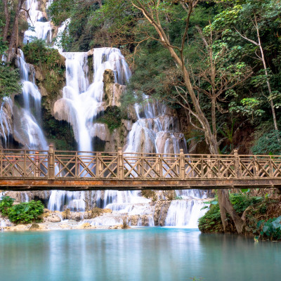The Kuang Si waterwall in Laos, Asia