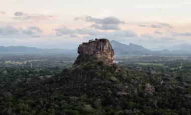 The historical Sigiriya rock fortress is surrounded by a breathtaking landscape, Sri Lanka, Asia
