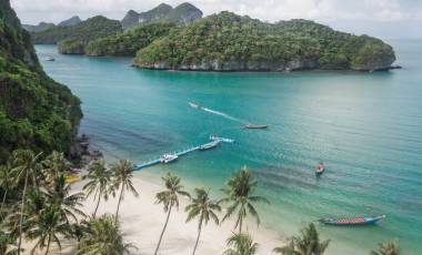 Sea beach island sky with bird eye view at Mu Ko Ang Thong