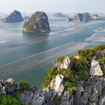 Bai Tu Long bay shot by drone, Thailand