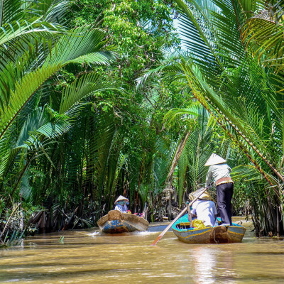 Paddle boats Mekong Delta Vietnam, Asia