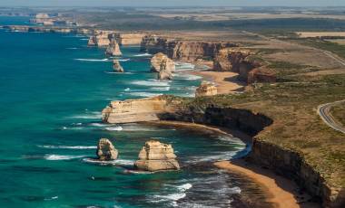 The Twelve Apostles and Great Ocean Road from the air