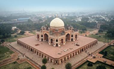 Aerial view of the Humayun's Tomb in Delhi, India