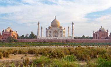 Breathtaking view of Taj Mahal from distance, Agra, India