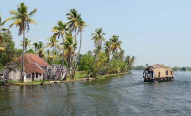Beautiful Houseboat at back waters of Kerala, South India