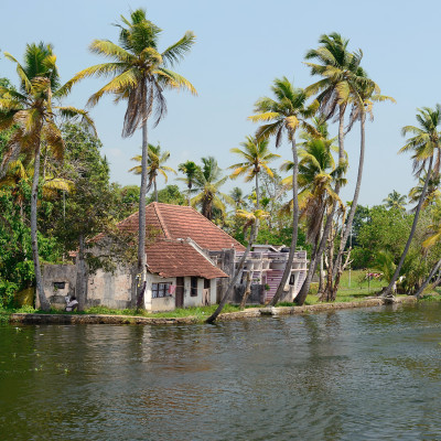 Beautiful Houseboat at back waters of Kerala, South India