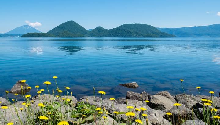 Enchanting Travels Japan Tours View landscape Lake Toya in Toyako town,Hokkaido,Japan