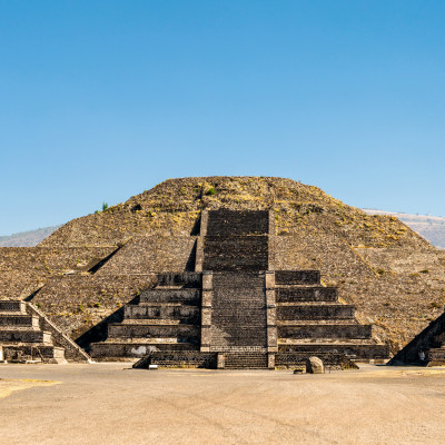 View of the Pyramid of the Moon at Teotihuacan. UNESCO world heritage in Mexico