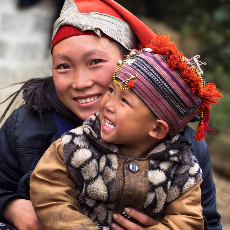 Asian woman with child in Vietnam