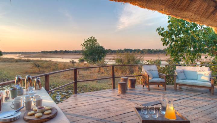 Terrace at Kakuli Bush Camp in South Luangwa, Zambia