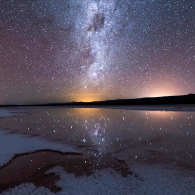 The milky way seen in the night sky in the Atacama desert in the month of July, the best time to visit South America