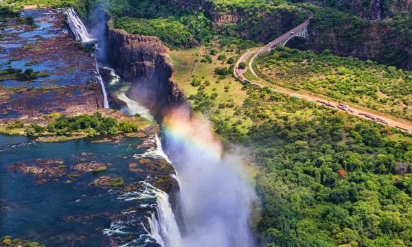 Rainbow over Victoria Falls in Zimbabwe, Africa - Africa Safari and Seychelles Tour