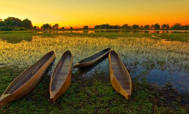 Sunrise over the Okavango Delta, Botswana, Africa