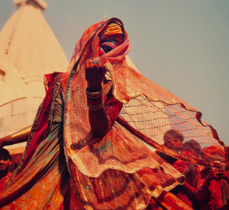 Vibrant Holi Celebration in Nandgaon, India
