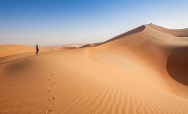 Woman Foot prints in the Arabian desert